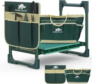 Moko Garden Kneeler and Seat, Heavy Duty 2 in 1 Gardening Stool with Tool Side & Tote Bags, Foldable Gardening Bench to Relieve Knee & Back Pain, Garden Chair Gifts for Women, Seniors