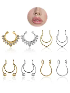 Fake Septum Ring, Stainless Steel Clip on Nose Ring, Faux Septum Piercings for Women Men, Non Piercing Nose Jewelry