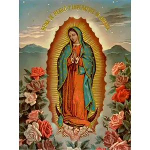 Metal Tin Sign Vintage Chic Art Decoration Virgen De Guadalupe Virgin Mary Catholic,Acts,Saints for Home Bar Cafe Farm Store Garage or Club 12" X 8"