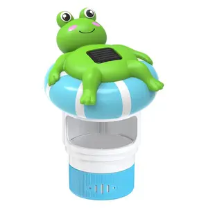 Solar Frog Pool Chlorine Floater with LED Light – Floating Chlorine Tablet Dispenser for Pools & Spas, Floating Pool Chlorine Dispenser for 4x3” Chlorines Tablets