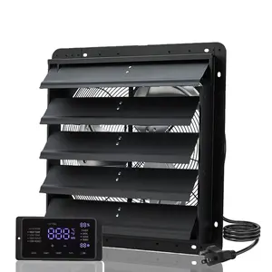 14 Inch EC Motor Shutter Exhaust Fan with Touchscreen Controller for Temp Humidity and Speed Control, 2000 CFM 10-Speed Ventilation Fan Wall Mount Fan for Garage, Attic, Greenhouse, Shed