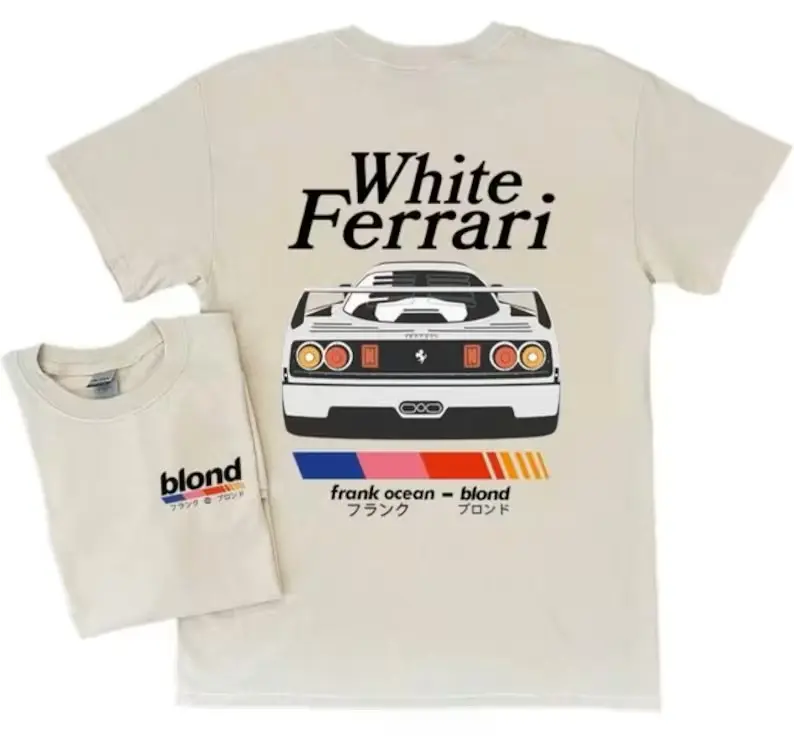 Blond Rap Tee - White Ferrari Cool Graphic T-Shirt