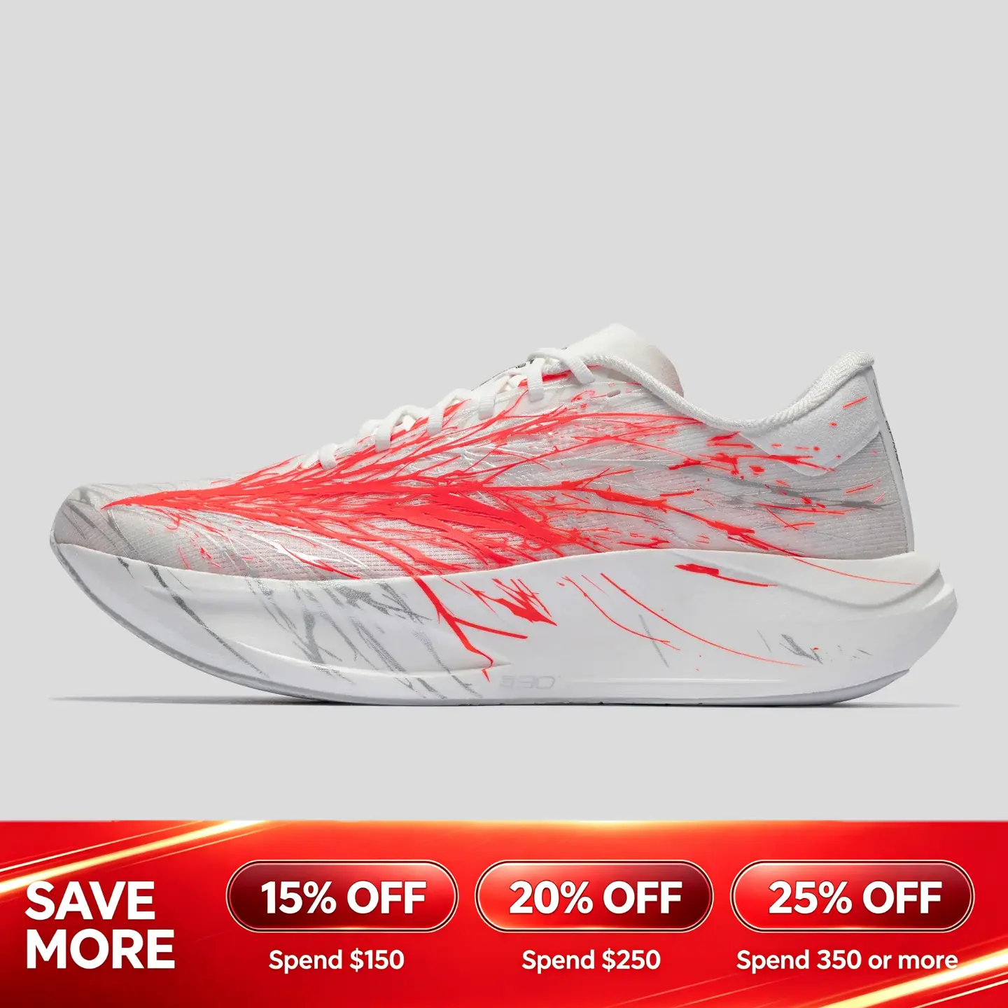 ANTA MEN C202 7 Marathon Running Shoes White/Red/Silver Breathable Durable Long-distance Running
