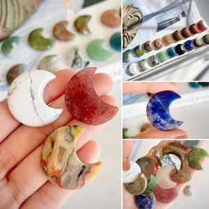 Gorgeous Small Crystal Moon Carving 6g 0.2oz 3cm 1.2in Small Polished Carved Crystal Moons Quartz Jasper Fluorite Amethyst Crescent Moon