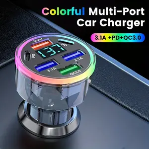 6-Port 120W Fast Car Charger (4USB + 2PD) ️ Supports QC3.0 | 12V-24V Universal | Anti-Shake Design.