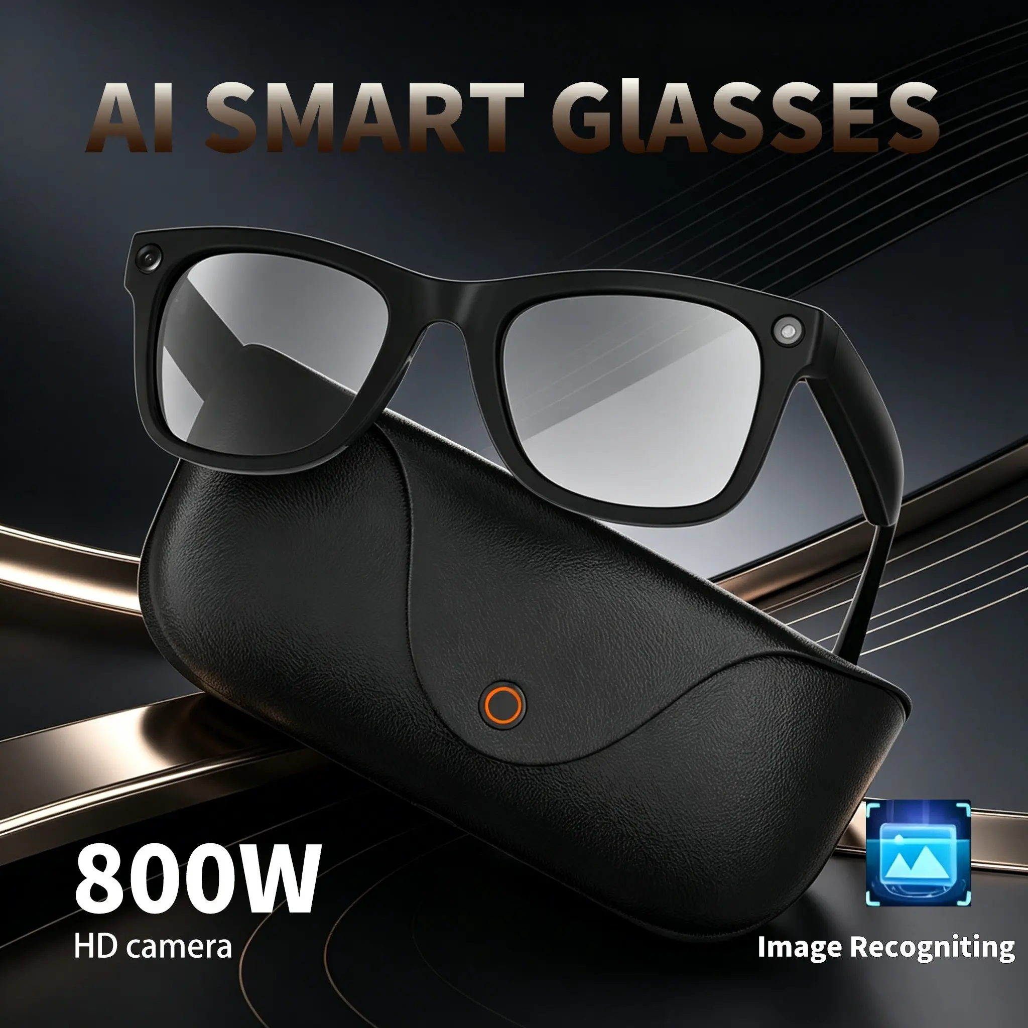 2026 Ai Smart Glasses Mt5, Real-Time Translation, 8mp Camera, 2000mah Charging Case, Ideal for Travel and Daily Use