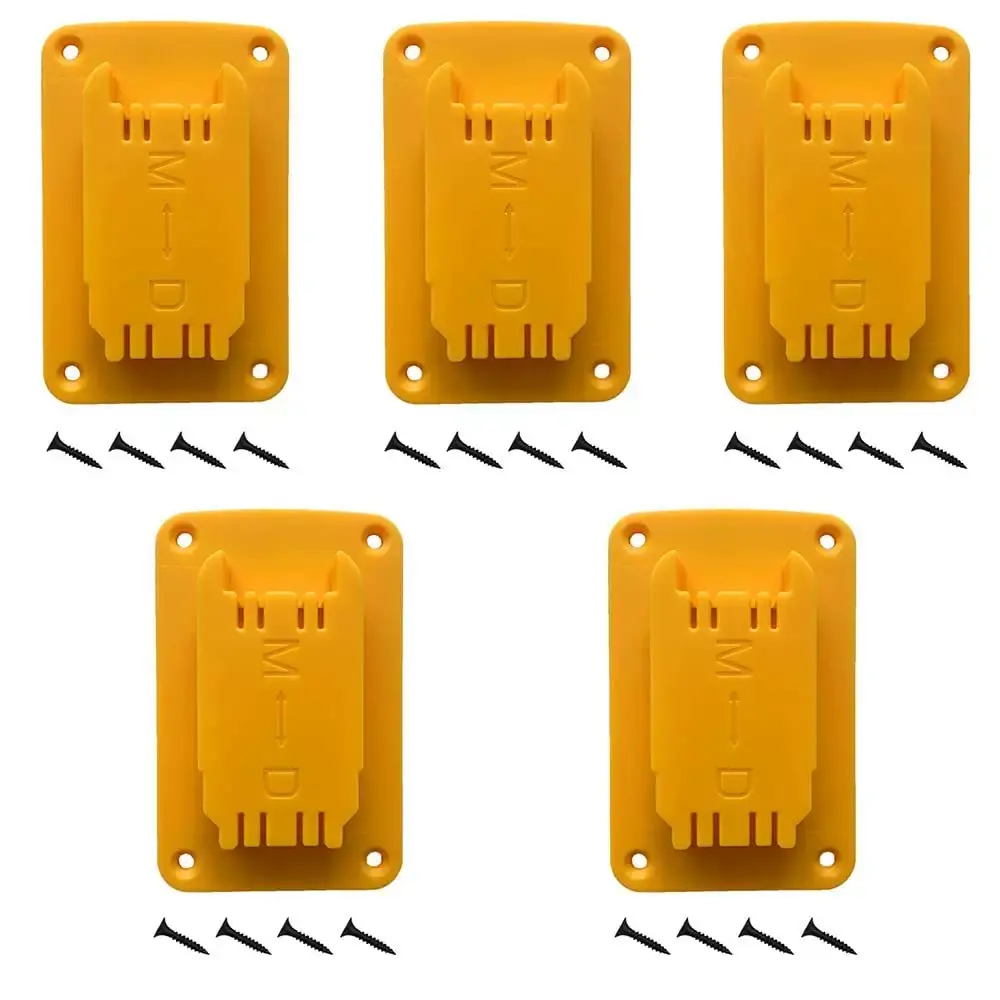 5-Pack Wall Mount Tool Holder with Portable Belt Drill Clip, Automatic Locking Workshop Storage Solutions, Compatible with Dewalt 12V/20V Power Tools for Electricians
