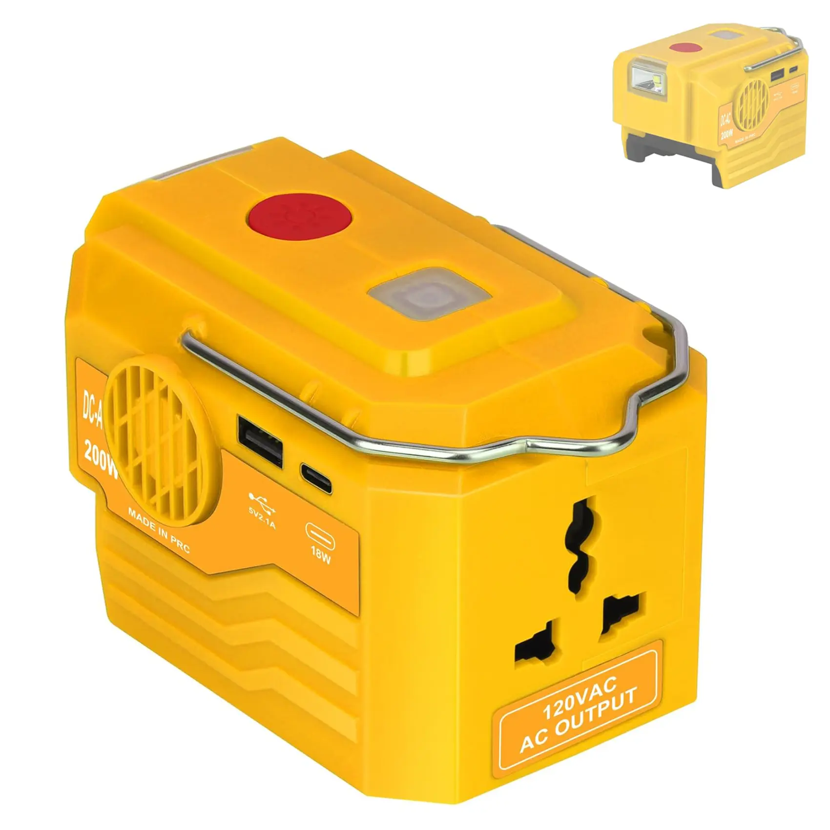 200W Power Inverter for De-walt 20V Battery/compatible for Milwaukee ΛΛ18 Battery/Makita 18V Battery, DC 20V/DC 18V/ to AC 110-120V Battery Inverter, Portable Power Supply Inverter with AC Outlet & USB and Type-C Ports & LED Light  powertools