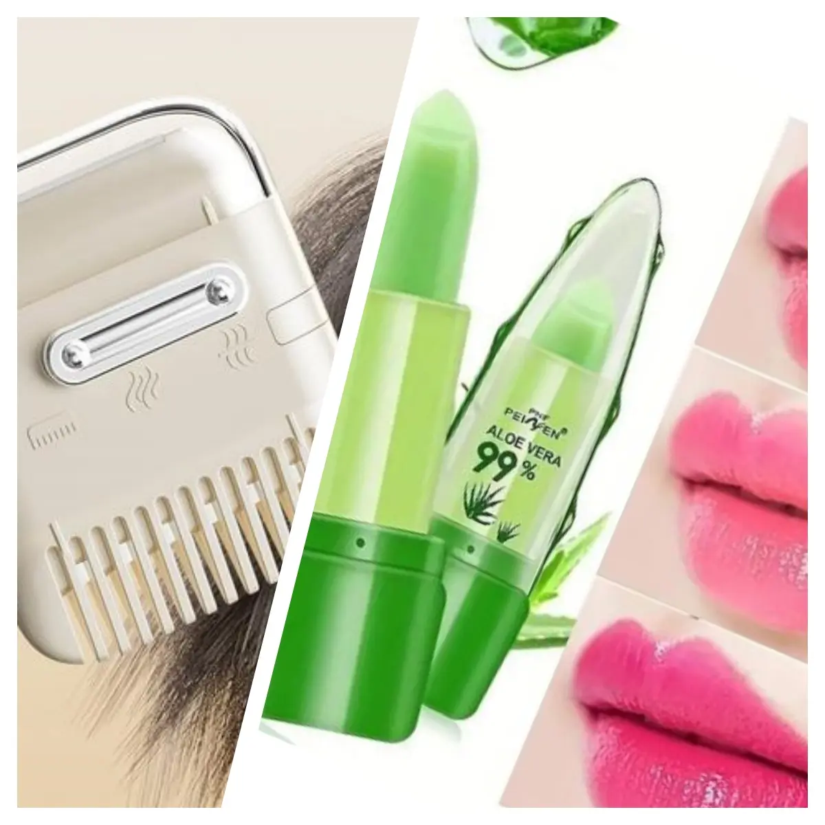 Bang Trimmer Set with Aloe Vera Lip Balm, Lazy Person's Essential Kit, Refreshing Bangs & Natural Lips, One-Click Convenience