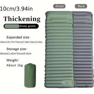 Ultra-Light Quick Foot Pump Thick Self-Inflating Air Mattress - Spliceable, Rectangular Sleeping Pad For Camping, Beach Picnic, Tent Cushion With Storage Bag, Tpu Material, Single Person, Foot Pump