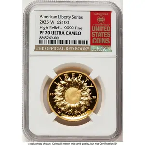 Modern Bullion Coins (2025-W G$100 American Liberty High Relief, DC Red Book)