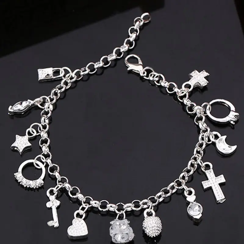 Punk Style Cross & Heart Design Alloy Pendant Necklace, Costume Jewelry Necklace, Fashion Neck Jewelry for Party, Daily Clothing Decor, Jewelry for Gift, Fashion Cool Accessories