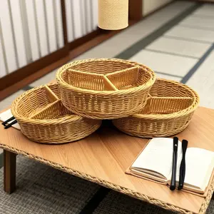3pcs Handwoven Storage Baskets - Rustic Polypropylene Open-Weave Design, Durable Multi-Purpose Organizer Baskets for Home, Camping, Garden, Weddings, Holidays & Seasonal Decor, Baskets for Home Decor And Storage, Shelf Baskets