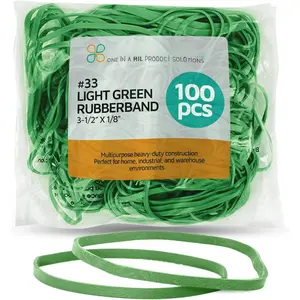 Light Green Rubber Bands Size 33 (3 1/2" x 1/8") - #33 Colored Rubber Bands Office Supplies - , Elastic Bands for Crafts, Balloon Garland, , File Folders (100-Pack)