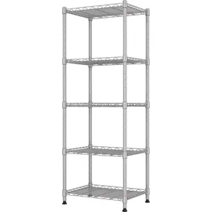 5-Wire Shelving Metal Storage Rack Adjustable Shelves,Standing Storage Shelf Units for Laundry Bathroom Kitchen Pantry Closet(,11.8" D x 16.6" W x 53.5" H)