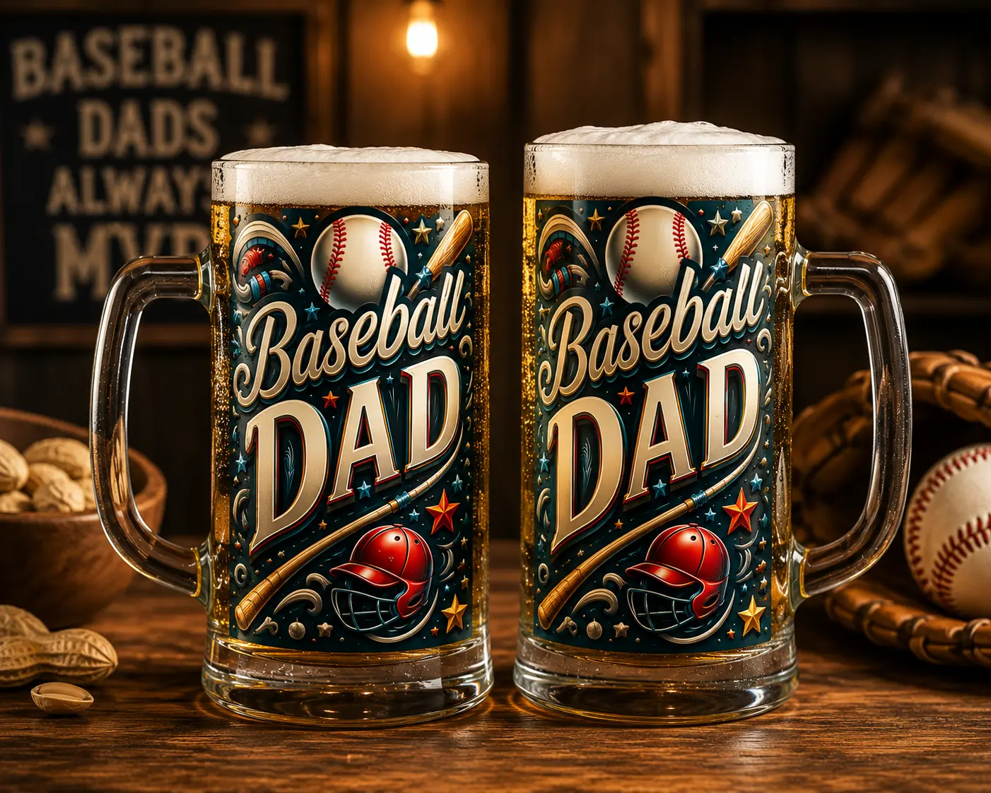 Baseball Dad Mug Collection | 11oz Accent Mug, 15oz Coffee Mug, 16oz Tumbler & 16oz Beer Stein | Father's Day Gift for Baseball Lovers