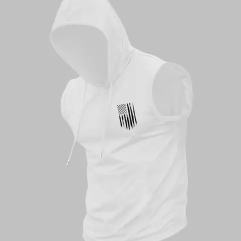 Men's Regular Fit American Flag Print Hooded Tank Top, Casual Streetwear Clothes Sleeveless Hoodie Vest for Daily Wear, Men's Top for All Seasons, Sweatshirts, Menswear, Casual Pullover Hoodie, Athletic Hoodie, American Street Style