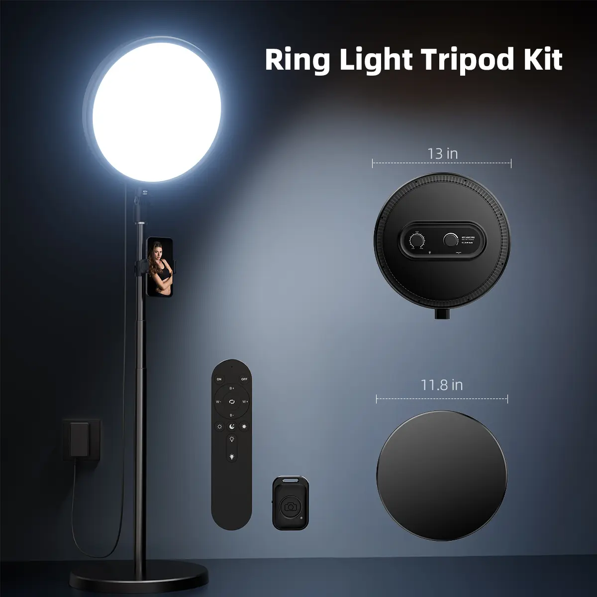 【BackToSchool】Weilisi Ring Light with Stand and Phone Holder, 13" Full-Screen Dimmable LED for Live Streaming/Makeup/Barber, 6500K Daylight, 79" Tripod & Wireless Remote,back to school,back to school haul