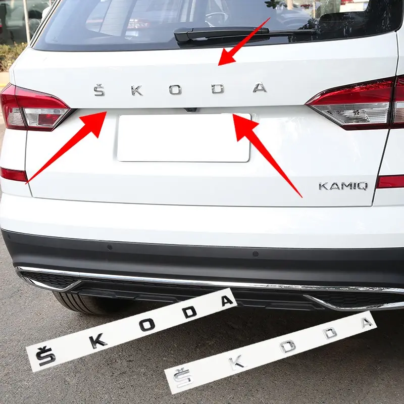 Skoda Car Letter Trunk Emblem Sticker, Waterproof Scratch-Resistant Self-Adhesive Decal, Fits Superb, Kodiaq, Octavia, Yeti Models