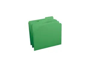 Business Source Folders, 1/3-Cut Reinforced Tab, Green, 100/Box (BSN03174)