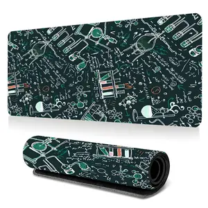Chemistry Lab Science Pattern Large-Sized Gaming Mouse Pad, Educational Formulas 3mm Thickened Desk Mat, Anti-Slip Rubber Lock Edge High-Definition Printing, Suitable For Science Students & Teachers, Great Gift For Study Desk Setup