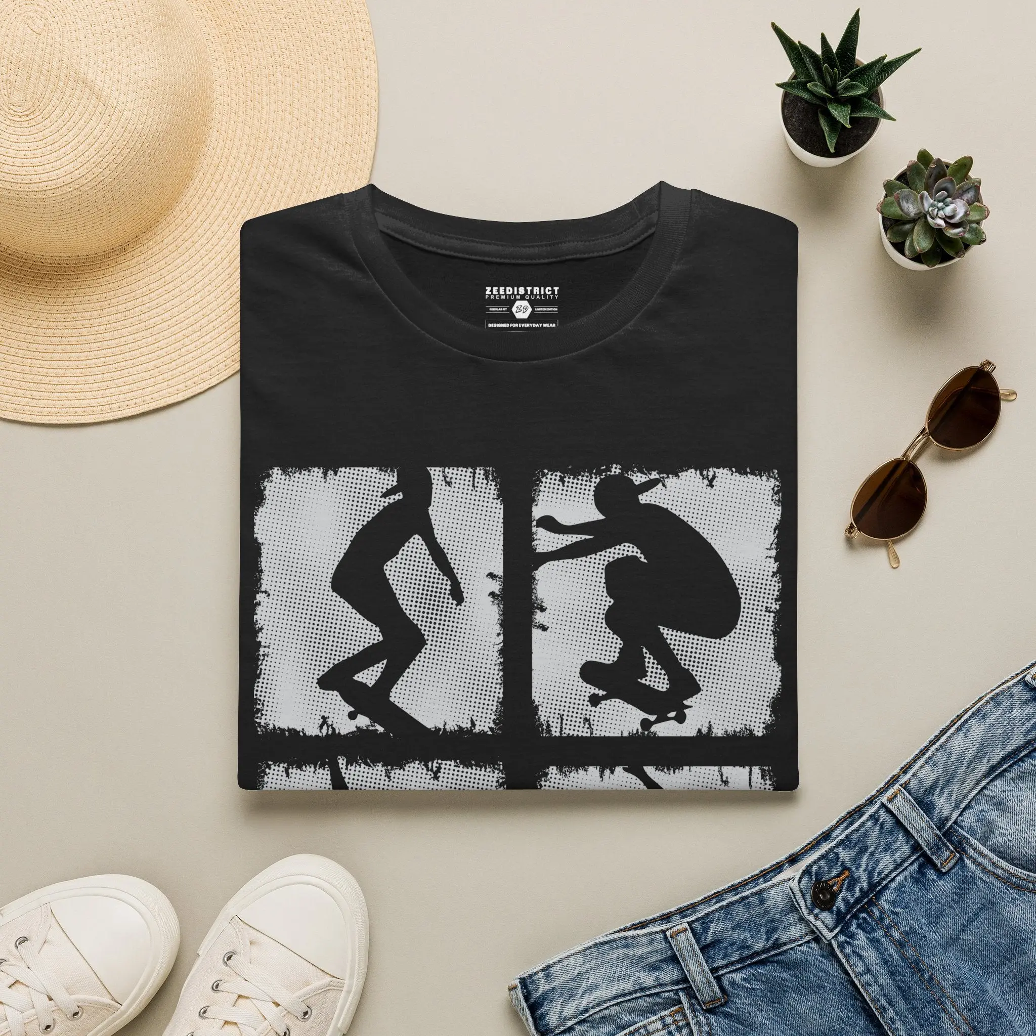Skater Quad Graphic Tee Casual Breathable