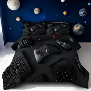 Game Machine Theme Reversible and Pillowcase Set, Bed Sets Supplies, Soft Polyester Bedding, Perfect for Bedroom Decor.