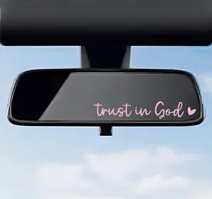 Trust in God Rear View Mirror Stickers 2 Pack - Durable Automotive Decorative Decals for Cars Trucks Laptops - Pink Vinyl Religious Car Stickers