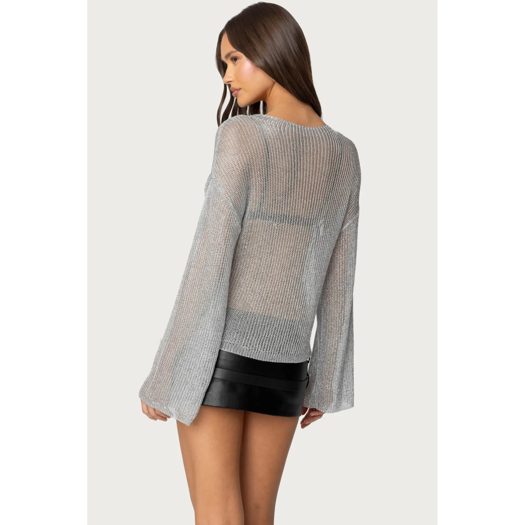 Drop Shoulder Sheer Knit Sweater - TikTok Shop Drop Shoulder Sheer Knit Sweater - TikTok Shop