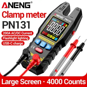 【FathersDayGift】ANENG PN131 U-Shaped Clamp Meter Multimeter, 4000 Counts AC/DC Current Voltage Tester with NCV, USB-C Rechargeable, Measures Resistance, Capacitance, Diode for Electricians & DIYers