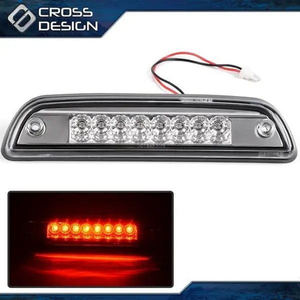 CROSSDESIGN 100% New LED Rear Taillights - Red Lens, Chrome Housing, 3rd Brake Light with LED Bulbs, Tacoma Truck Mods Accessories Compatible with 95-17 TOYOTA TACOMA