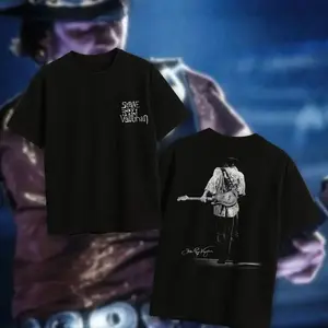 Stevie Ray Vaughan SRV Double Trouble Classic Signature Graphic T-Shirt, Vintage Blues Rock Music Shirt for Guitar Fans, Heavyweight Cotton Unisex, Full Size, Full Color