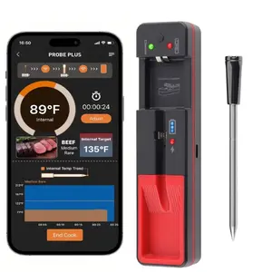 Professional Wireless Meat thermometer with 360ft bluetooth Range, ios android App for Bbq sous vide oven smoker monitoring, Slip-Resistant Portable high-Temp Display for Precision Cooking