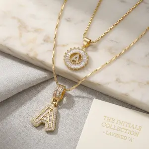 Jewelry 2 Pack Initial Letter Pendant Necklaces Plated Adjustable Chain 17-19'' for Women Valentine's Day Anniversary Jewelry Set