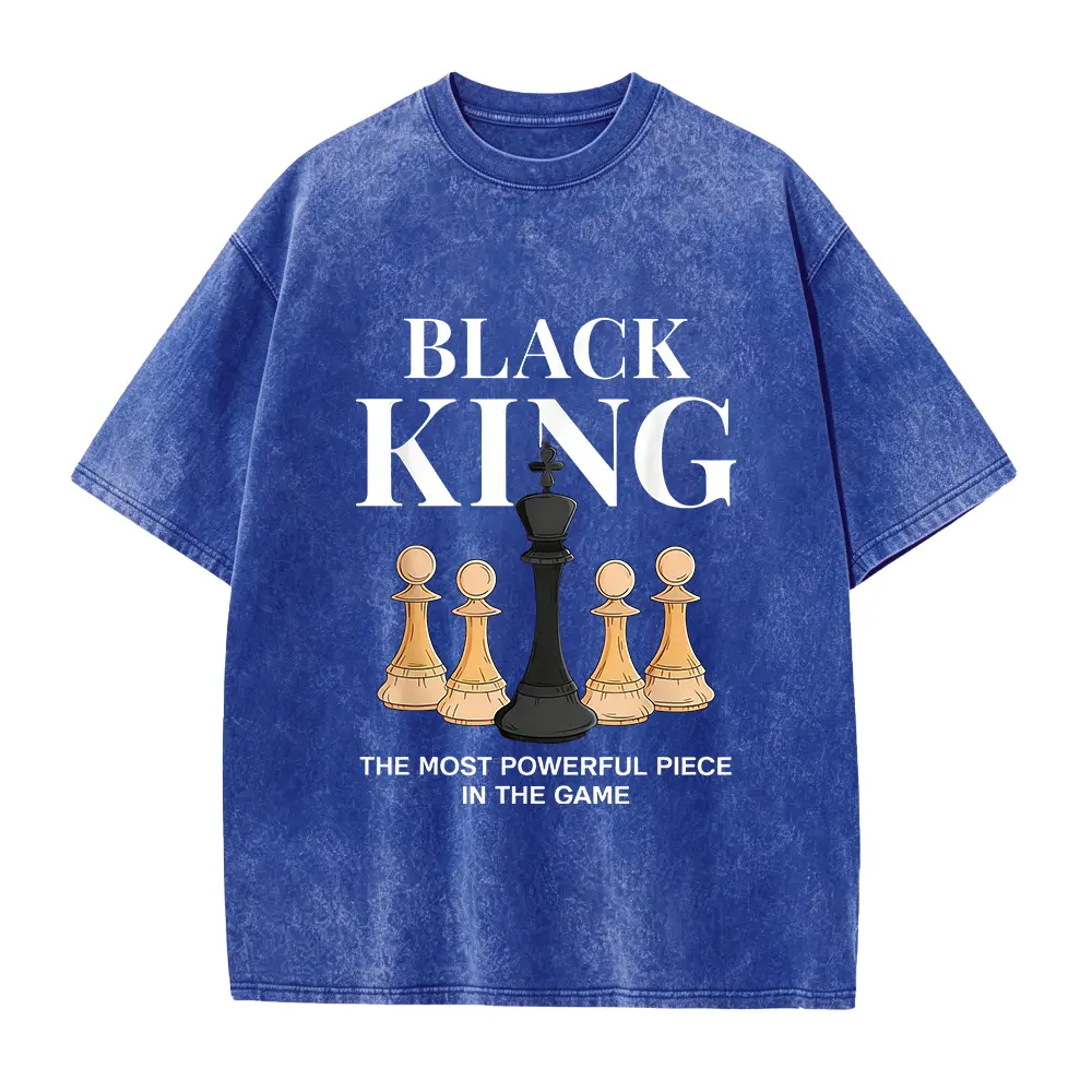 Men's Graphic T-Shirt with 'The Most Powerful Piece' Chess King Print, Breathable 100% Cotton Relaxed Fit Short Sleeve Tee