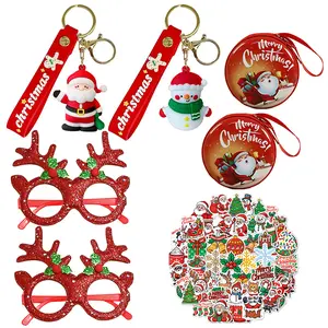 7-Piece Christmas Antler Glasses & Santa Hat Set, Perfect Gift for Adults & Kids, Festive Snowman Eyewear Accessories