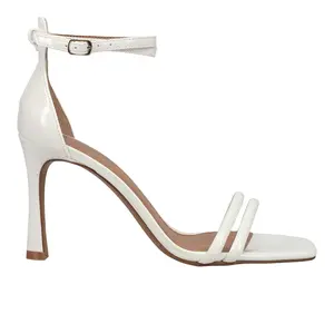 Chinese Laundry Womens Jasmine Metallic Square Toe Ankle Strap Dress Sandals High Heel 3" & Up - White