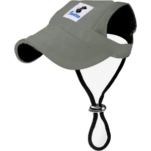 Pawaboo Dog Baseball Cap, Adjustable Dog Outdoor Sport Sun Protection Baseball Hat Cap Visor Sunbonnet Outfit with Ear Holes for Puppy Small Dogs, Medium, Gray Pawaboo