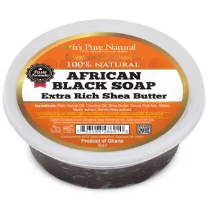It's Pure Natural African Black Paste Soap 8oz with Extra Rich Shea Butter Raw Soap for Face & Body Body Care Body Wash