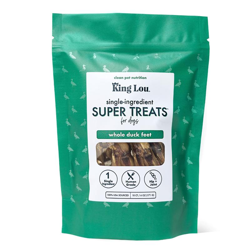 King Lou Whole Duck Feet Dental Treats for dogs, Human-Grade, Single Ingredient, 100% USA Pet Supplies Chews All Natural Food