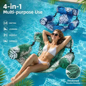 Inflatable Hammock Lounger 2-Pack Pool Lake Beach Float with Backrest Floating Chair for Adults Summer Water Fun