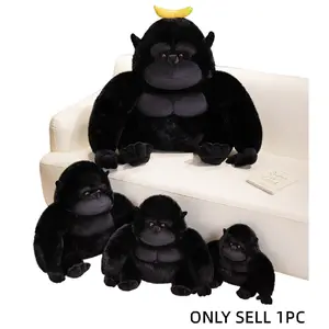 Realistic Gorilla Plush Toy, Cute Round Eye Large Muscle Gorilla, Soft Hugging Sofa Pillow, Perfect Gift for Friends Birthday Holiday