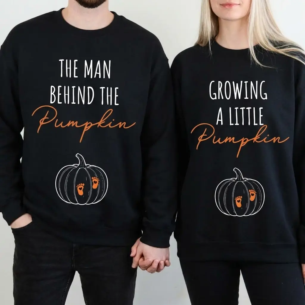 Growing a Little Pumpkin Sweatshirt, Halloween Pregnancy Announcement Crewneck, Cute Fall Maternity Sweater, Baby Reveal Gift for Expecting Mom, Pregnant Couple Clothes