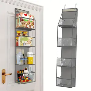 1pc Over The Door 4-shelf Shoe Storage Hanging Bag With 2 Hooks, Wall Mounted Storage Bag With Pockets, Household Storage And Organization For Bedroom, Bathroom, Home, Dorm