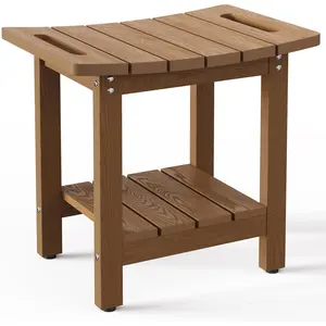 Shower Benches for Inside Shower, Shower Stool with Space-Efficient Storage Shelf, Waterproof Shower Chair Seat for Spa Bathroom(Brown)