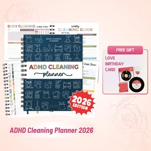 [Gift] 2026 ADHD Cleaning Planner – Undated Daily, Weekly & Monthly Cleaning Schedule & Checklist – Household Chores Organizer Notebook for Home Management, Routine Tracking & Family Cleaning Tasks