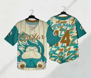 Personalized Snorlax Baseball Jersey Shirt Custom Name Jersey Anime Jersey Shirt