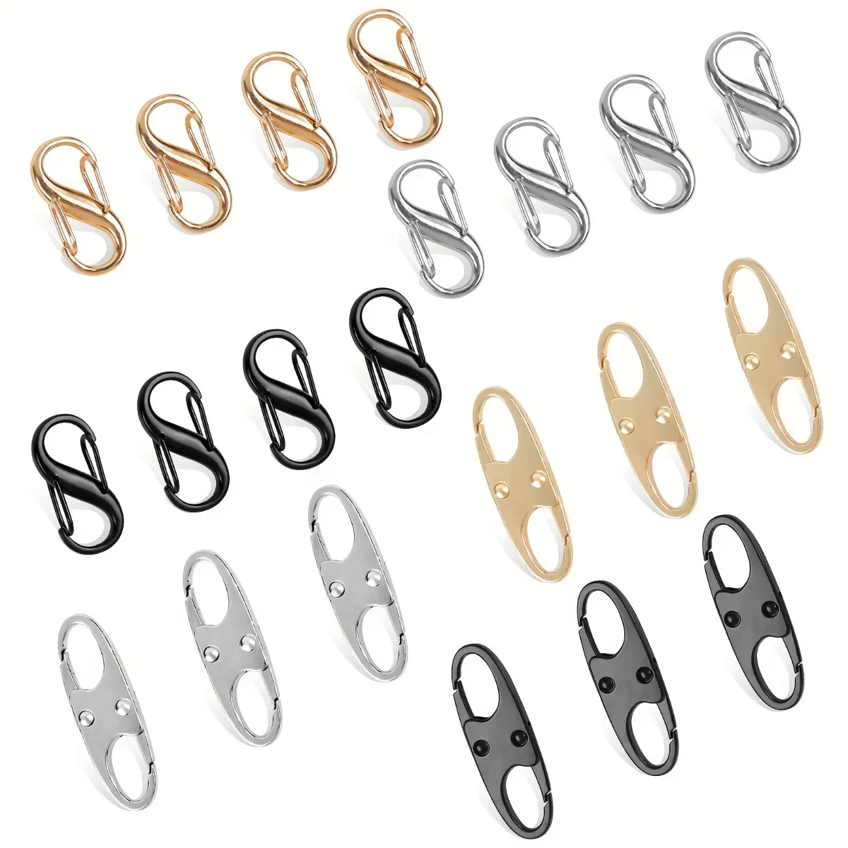 Zipper lock combo, Total 21PCS zipper clips anti theft, zipper locks anti theft for luggage, clothing, backpacks, boots, purses, travel outdoor sports, Safe zipper(Black, Silver, Gold)