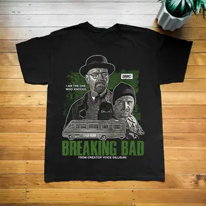 Breaking Bad Walter White Heisenberg T-Shirt, Jesse Pinkman RV Graphic, I Am The One Who Knocks, Classic TV Show Apparel, Unisex Cotton Crewneck T-Shirt Menswear Womenswear Streetwear Top
