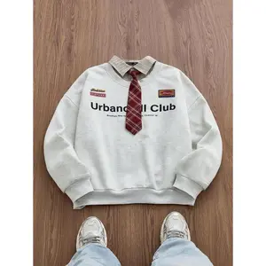 Men's Fashion Casual Loose Knitted Long Sleeve Pullover, 2 In 1 Sweatshirt Design